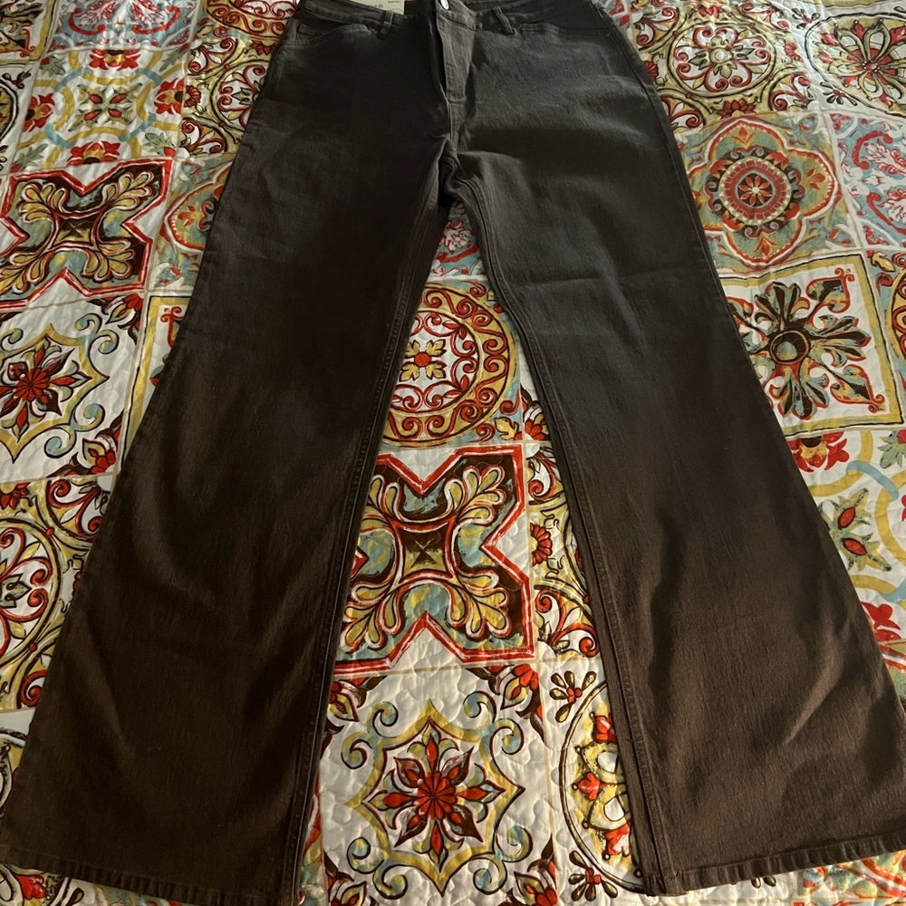J Jill Tried True Jeans Brown Pants 12 Fit Boot Cut  Jeans Shale Wash Brown New